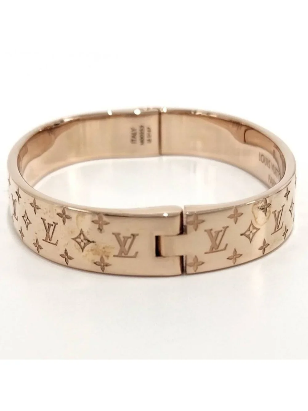 Louis Vuitton Cuff Nanogram Bracelet S Size Plated Silver Pink - Picture 2 of 10